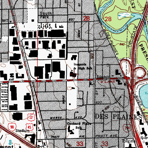 Topographic Map of Iroquois Community School, IL