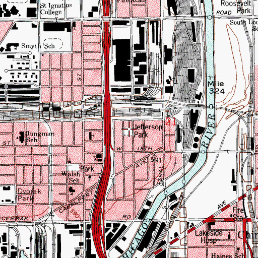 Topographic Map of Jefferson Park, IL