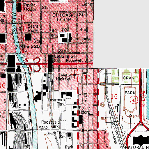 Topographic Map of Metro High School, IL