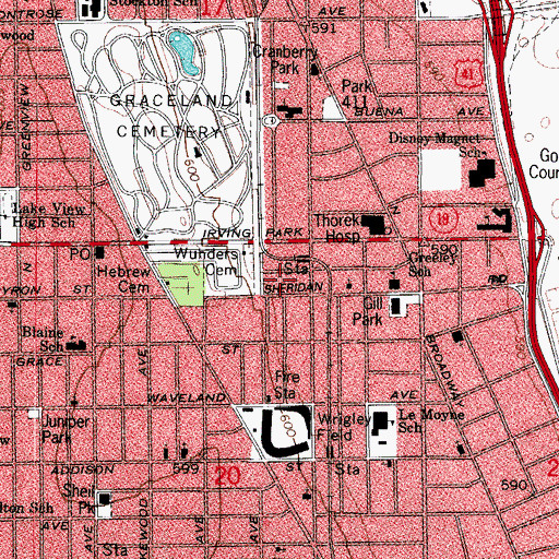 Topographic Map of Mundelein College Lab Preschool and Kindergarten, IL