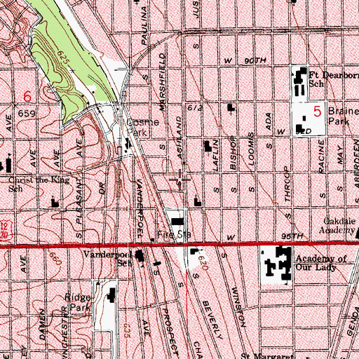 Topographic Map of Lolly Pop Nursery School and Kindergarten, IL