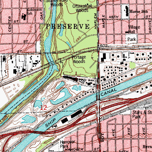 Topographic Map of Portage Creek, IL