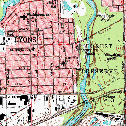 Topographic Map of Robinson School, IL