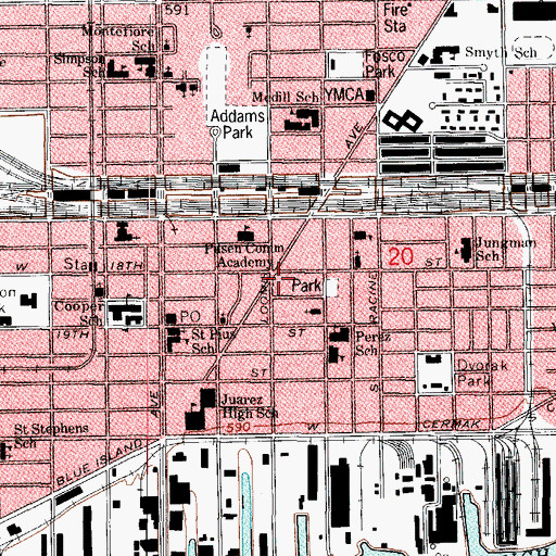 Topographic Map of Chicago Public Rudy Lozano Branch Library, IL