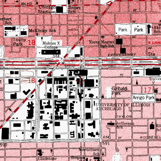 Topographic Map of Rush University Academic Facility, IL