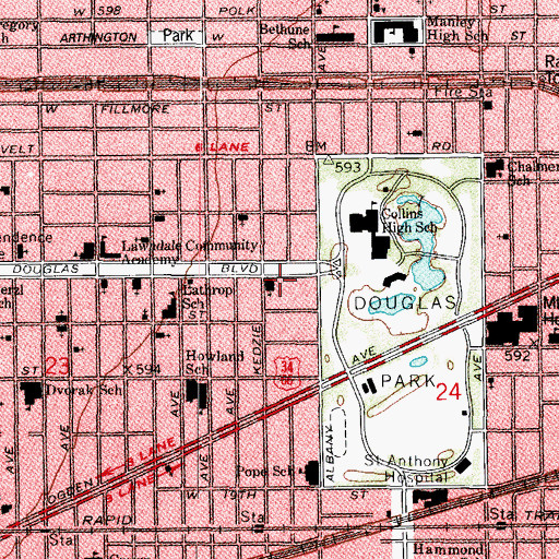 Topographic Map of Saint Agathas Roman Catholic Church, IL