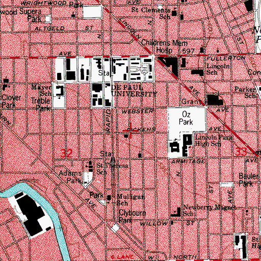 Topographic Map of Saint James Lutheran School, IL
