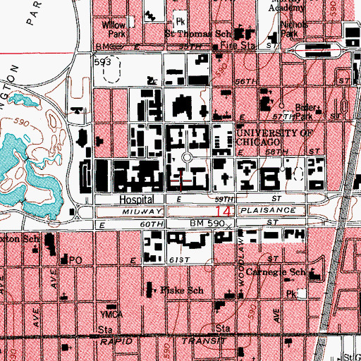 Topographic Map of Frederick Haskell Hall, IL