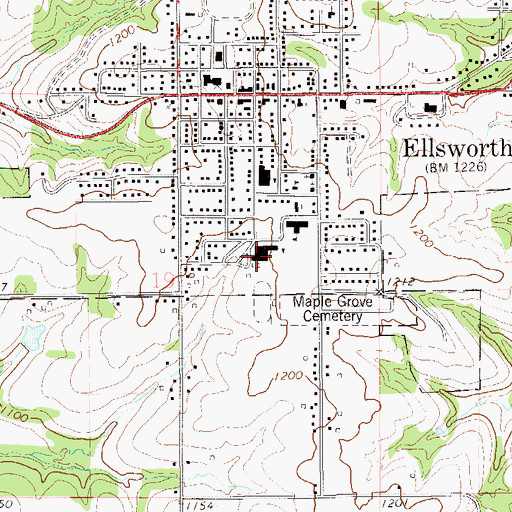 Topographic Map of Ellsworth High School, WI
