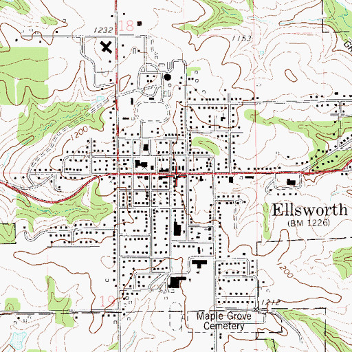Topographic Map of Ellsworth Post Office, WI
