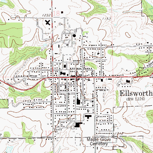 Topographic Map of Ellsworth Public Library, WI