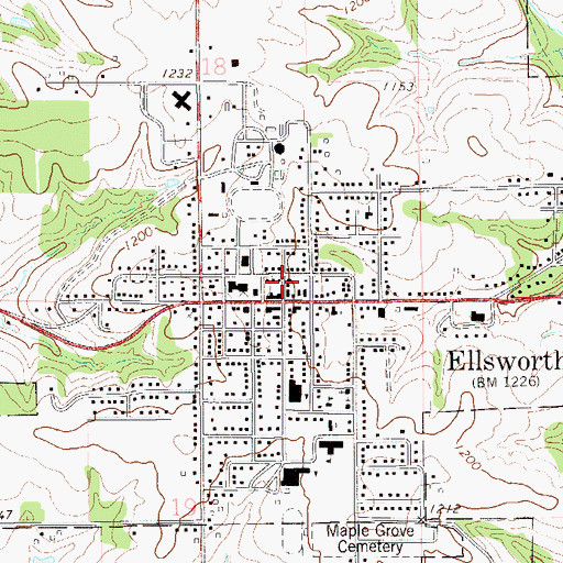 Topographic Map of Ellsworth Village Hall, WI