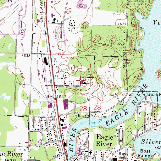 Topographic Map of Eagle River Memorial Hospital, WI