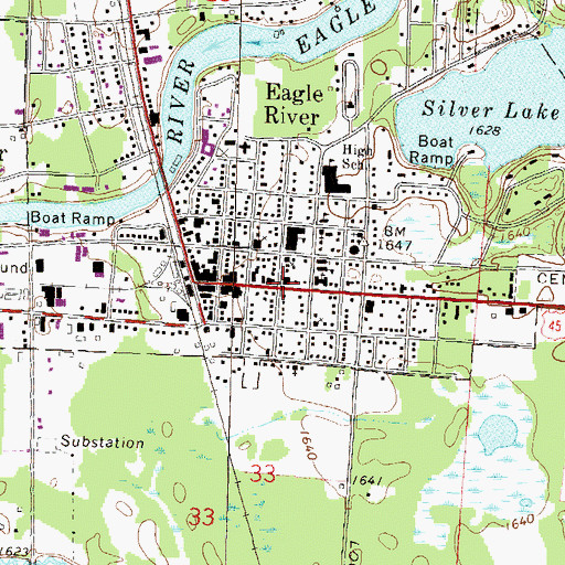 Topographic Map of Eagle River Post Office, WI