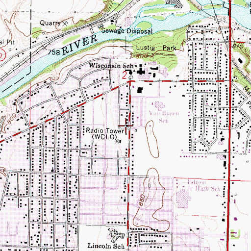 Topographic Map of Church of Christ, WI