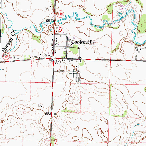 Topographic Map of Cooksville Lutheran Church, WI