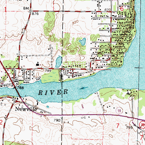 Topographic Map of Coopers Shores, WI