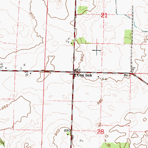 Topographic Map of Cox School, WI