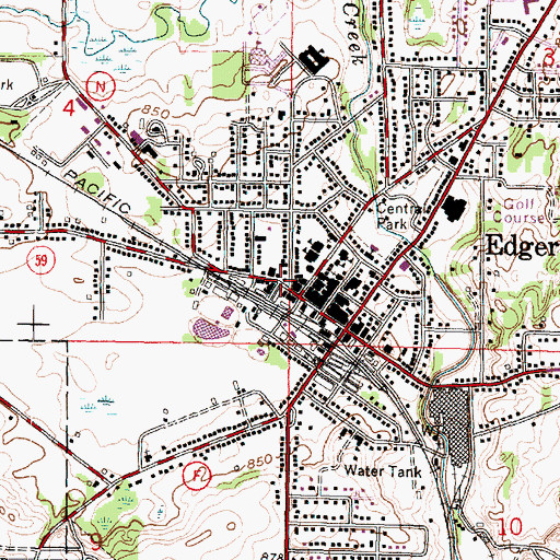 Topographic Map of Edgerton City Hall, WI