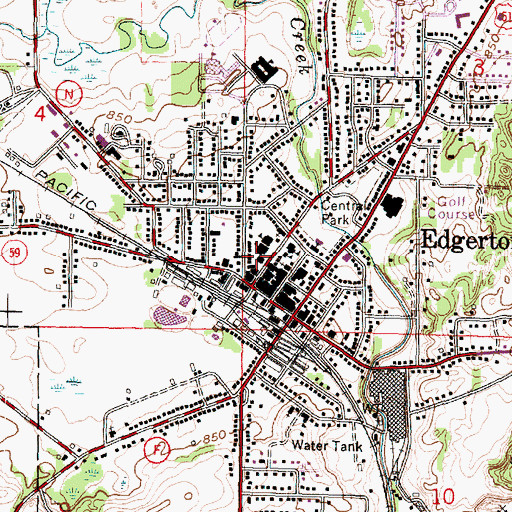 Topographic Map of Edgerton Post Office, WI