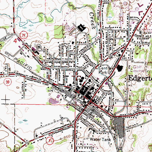 Topographic Map of Edgerton Public Library, WI
