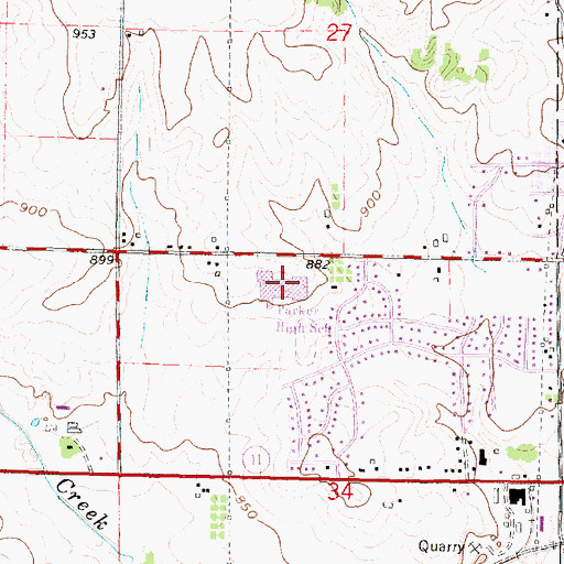 Topographic Map of Parker High School, WI
