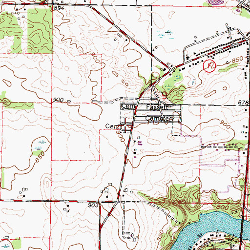 Topographic Map of Jenson Cemetery, WI