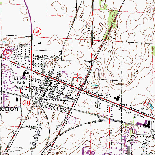 Topographic Map of Milton Junction Cemetery, WI