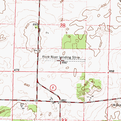 Topographic Map of Rock River Landing Strip (historical), WI