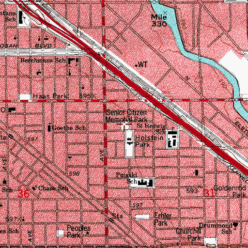 Topographic Map of Senior Citizen Memorial Park, IL