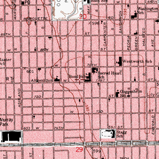 Topographic Map of Shiloh Baptist Church, IL