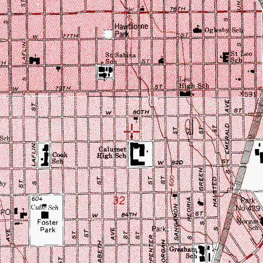 Topographic Map of Victory Apostolic Faith Church, IL