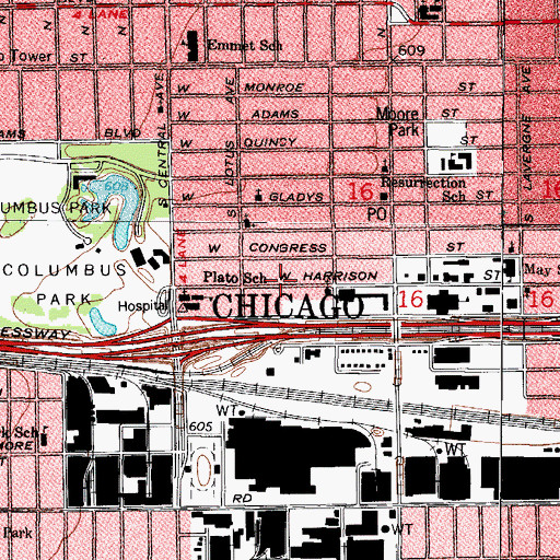 Topographic Map of Winnie Evans Senior Citizens Drop In Center, IL