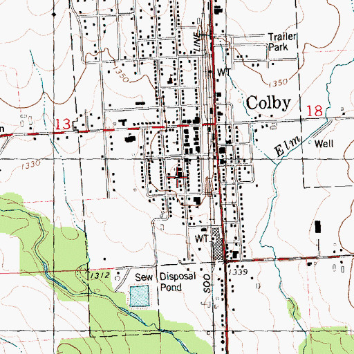 Topographic Map of Saint Mary's Grade School, WI