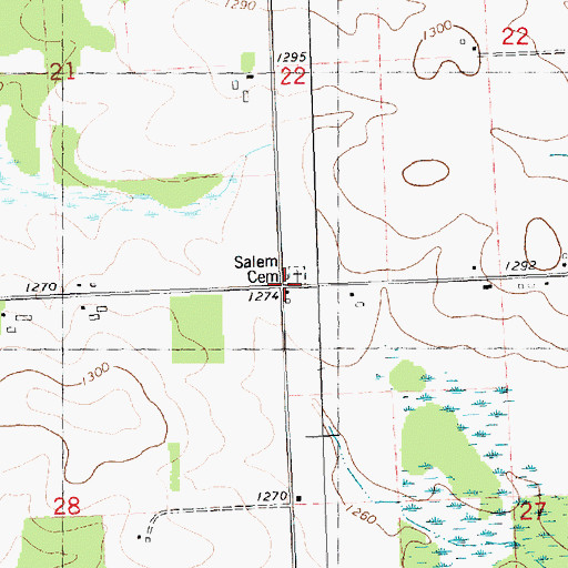 Topographic Map of Salem Church (historical), WI