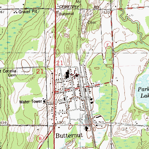 Topographic Map of Saint Pauls Lutheran Church, WI