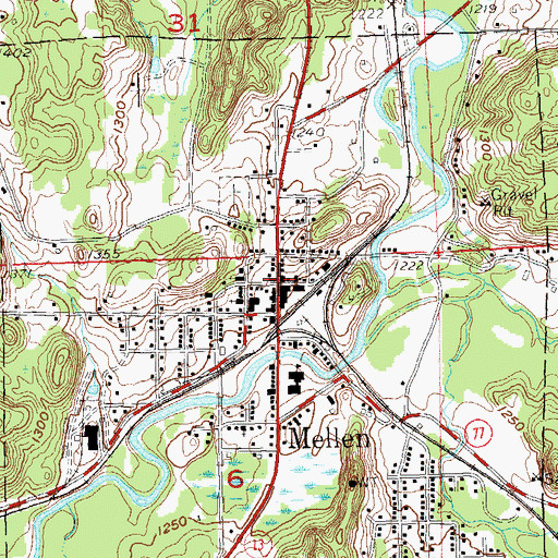 Topographic Map of Mellen Area Museum, WI