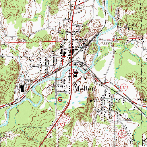 Topographic Map of Mellen High School, WI
