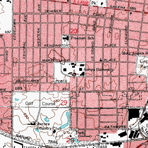Topographic Map of Davis Hall, IL