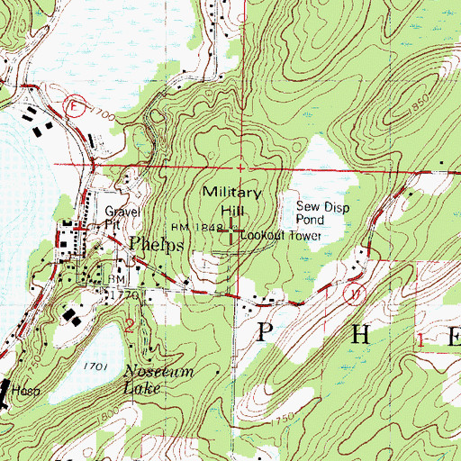 Topographic Map of Military Hill Fire Tower, WI