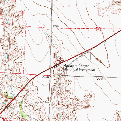 Topographic Map of Massacre Canyon Historical Marker, NE
