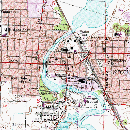 Topographic Map of Stoughton Public Library, WI