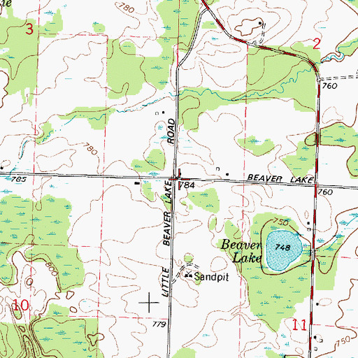 Topographic Map of Beaver Lake School (historical), WI