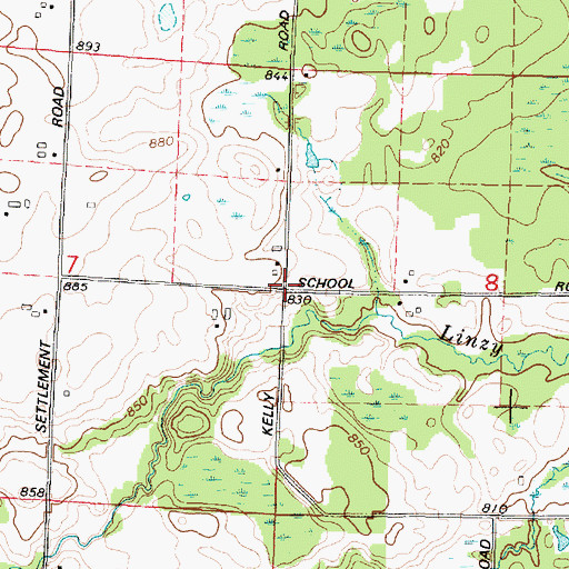 Topographic Map of Franks School (historical), WI