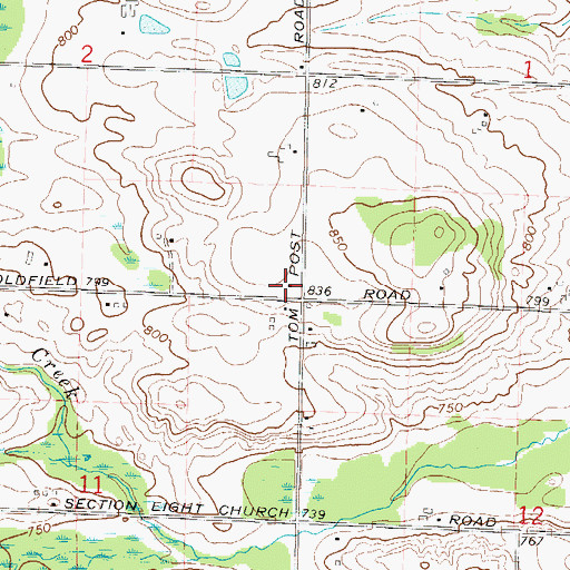 Topographic Map of Goldfield School (historical), WI