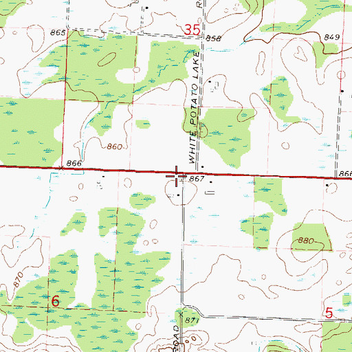 Topographic Map of Goldhorn School (historical), WI