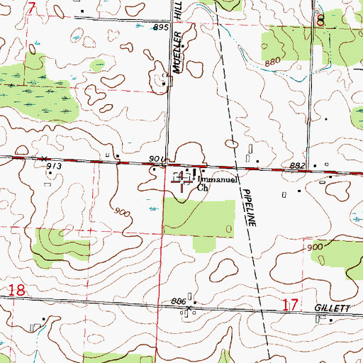 Topographic Map of Immanuel Cemetery, WI