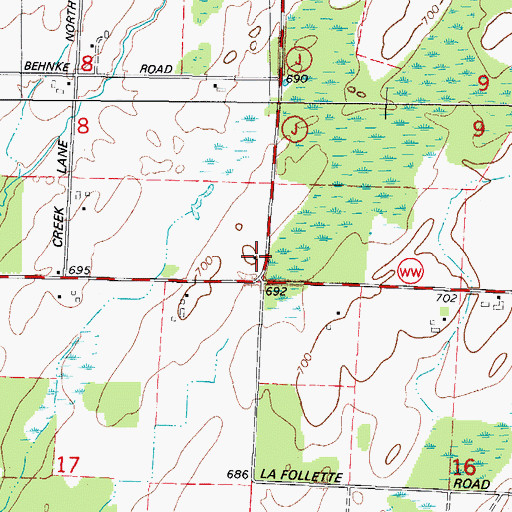 Topographic Map of La Follette School (historical), WI