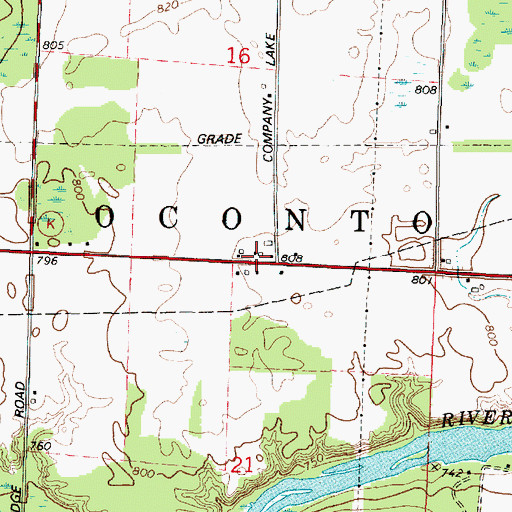 Topographic Map of North Branch School (historical), WI