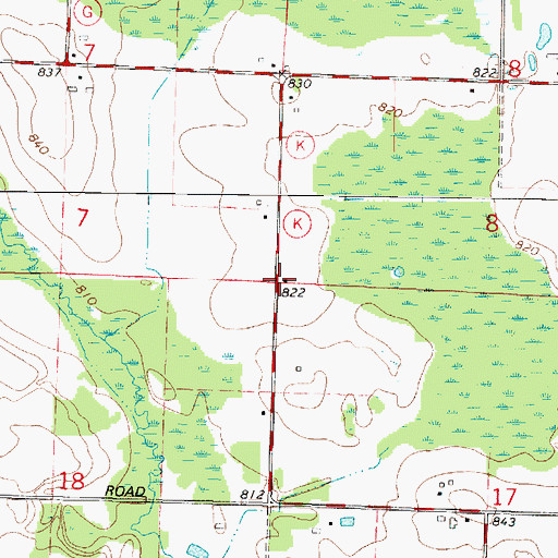 Topographic Map of Oak School (historical), WI